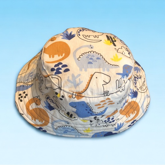 NWOT HANDMADE REVERSIBLE Childs bucket hat Dinosaur theme 19-20.5” circumference - Picture 4 of 7